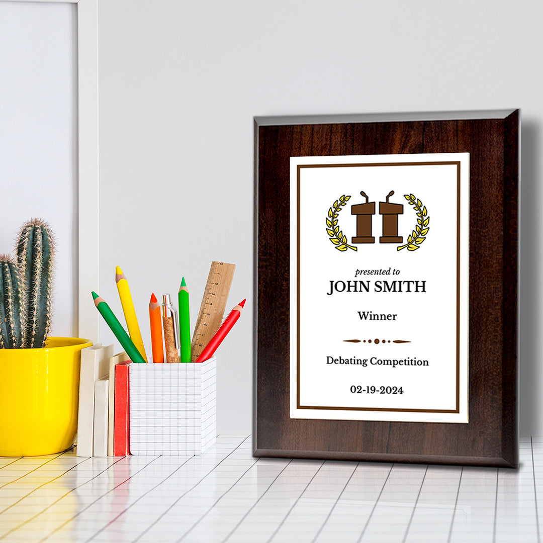 Debating and Model Diplomacy Theme Custom Award Plaque |Easel Mount Option | Achievement and Service Personalizable Plaques