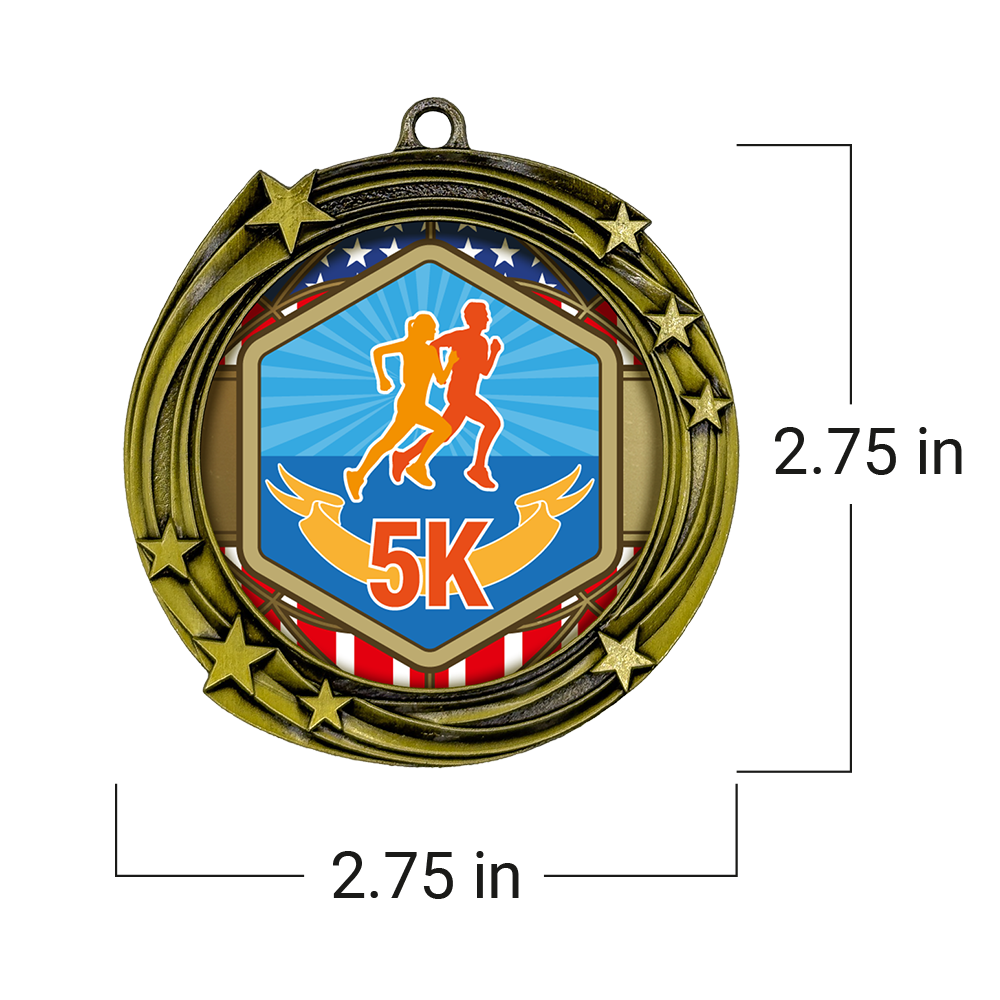 All Quality Stars Design 5k Medal | Competition | High Quality Metal Medal - 1st, 2nd, 3rd Place