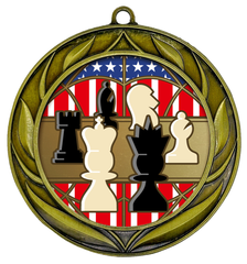 All Quality Chess Wreath Design Medal - 1st, 2nd, 3rd Place