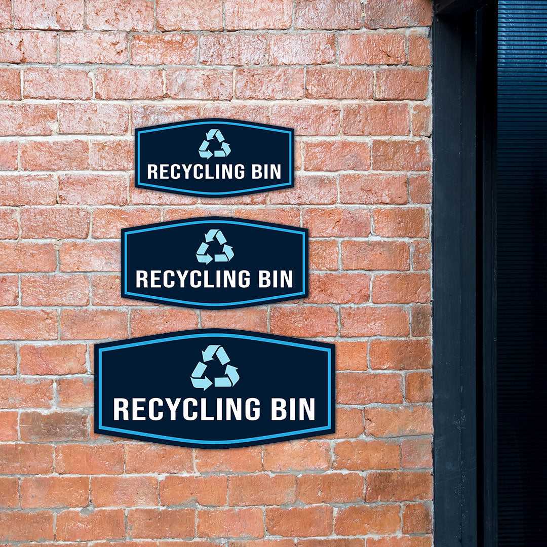 Fancy Plus Recycling Bin Wall or Door Sign Easy Installation | Eco-Friendly Green Awareness