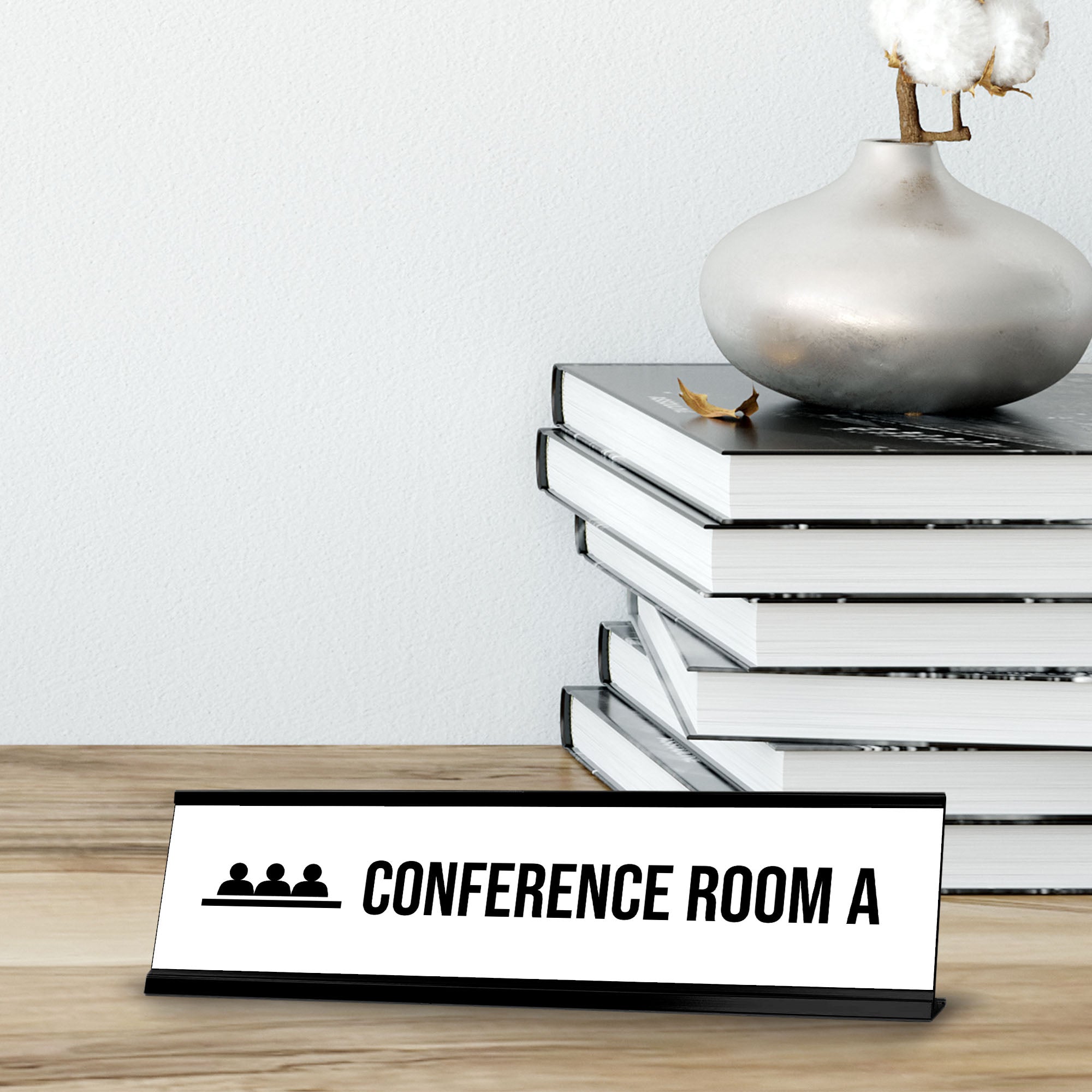 Conference room A, Black Frame Desk Sign (2 x 8")