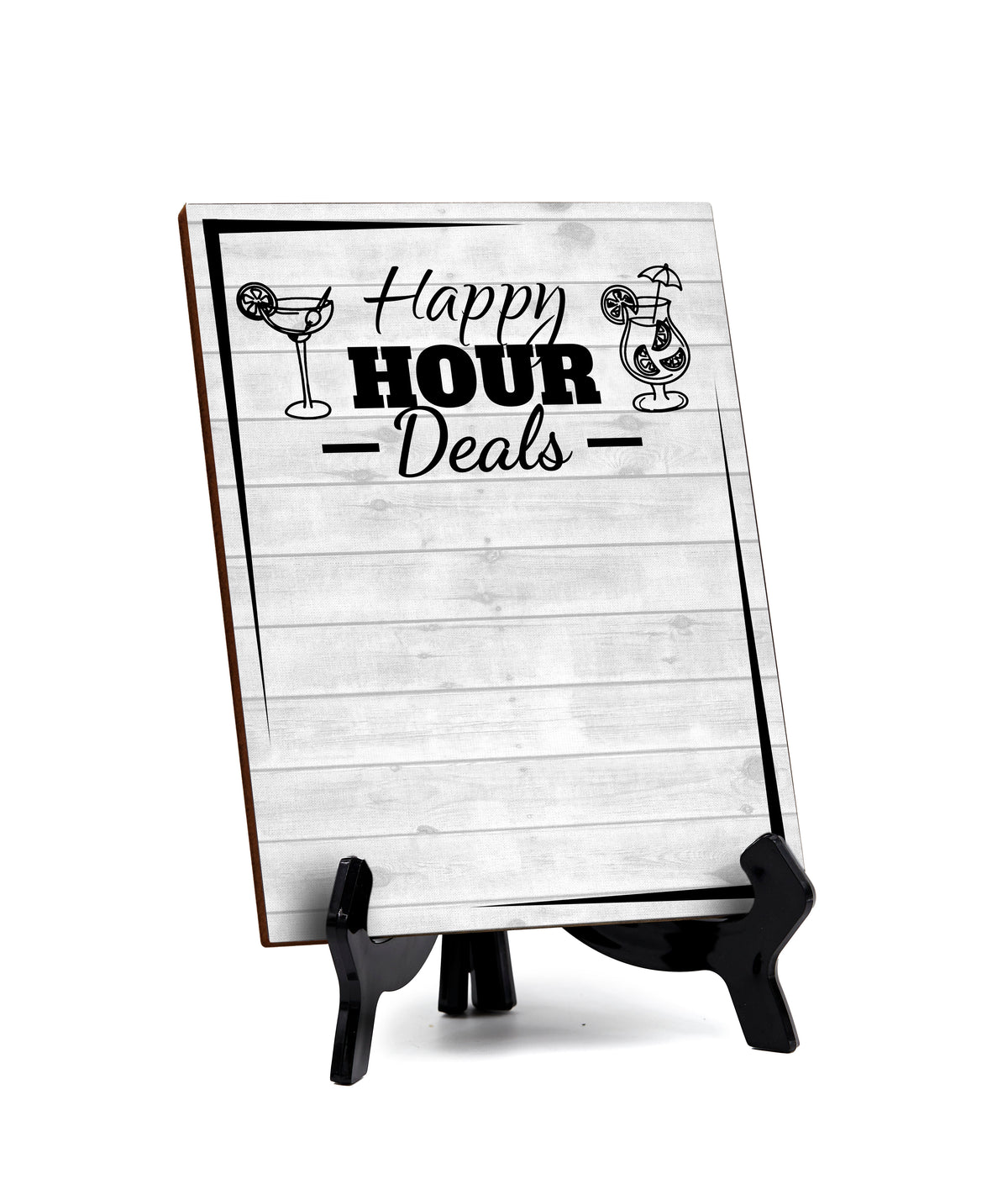 Happy Hour Deals 6x8 Dry Wipe Table Sign (6x8) Easy Installation | Restaurant & Bar | Perfect To Clearly Direct Customers & Advertise Specials | No Pen Included