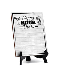 Happy Hour Deals 6x8 Dry Wipe Table Sign (6x8) Easy Installation | Restaurant & Bar | Perfect To Clearly Direct Customers & Advertise Specials | No Pen Included