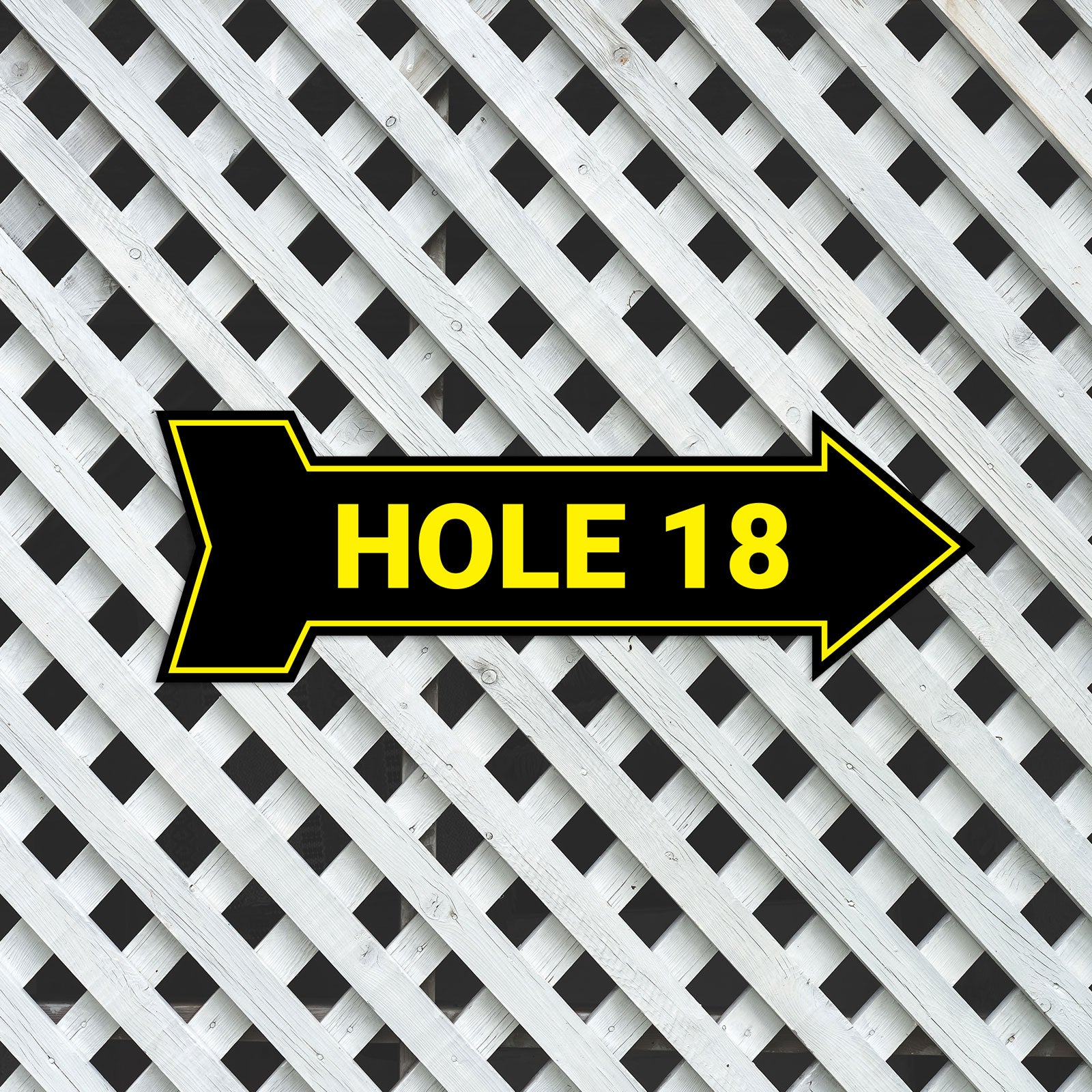 Arrow Shape Hole 18 12x4" Wall or Door Sign | Golf Signage