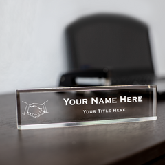 Handshake Themed, Personalized Acrylic Desk Sign (2 x 10")