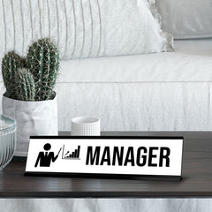 Manager, BW Black Frame Desk Sign (2x8¨)