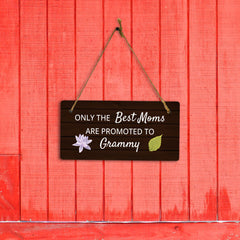 Only The Best Moms Are Promoted To Grammy 5x10 Hanging Plus Wall or Door Sign | Funny Home Decor