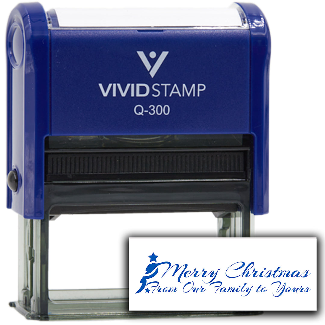 All Quality Merry Christmas From Our Family to Yours Self-Inking Rubber Stamp | Christmas Gift Stamp | Festive Season