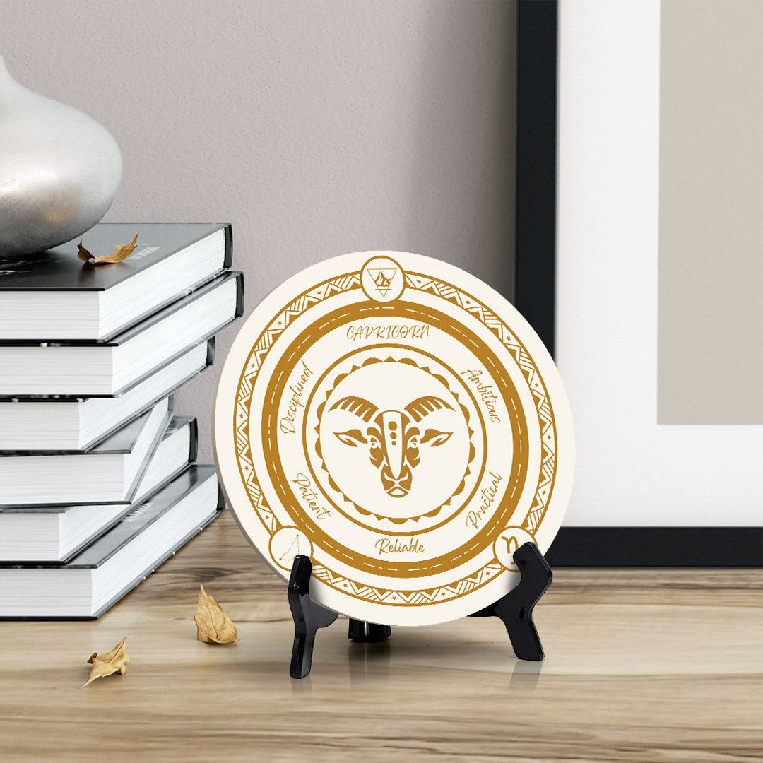 Capricorn Zodiac Circle Table Sign (5x5")