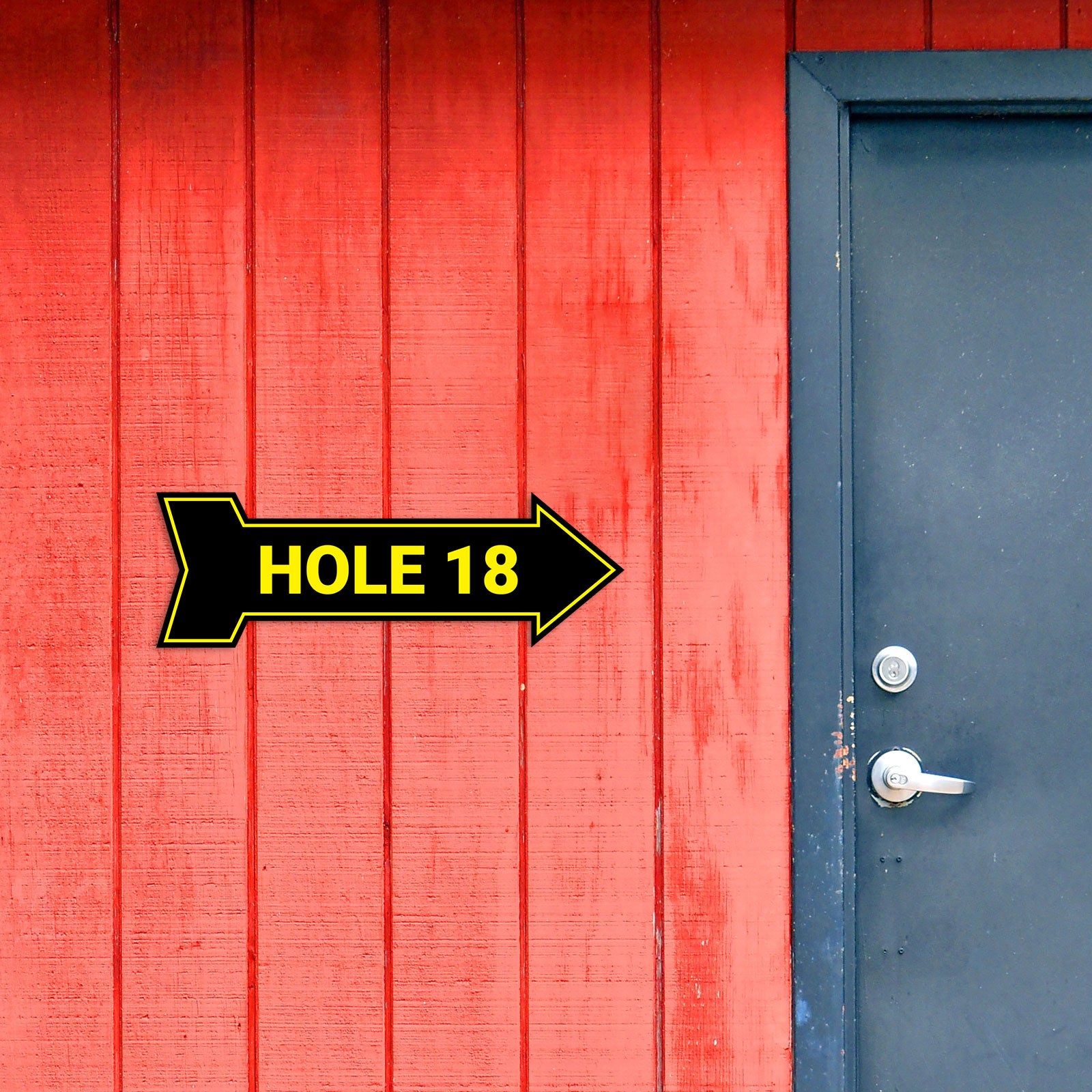 Arrow Shape Hole 18 12x4" Wall or Door Sign | Golf Signage