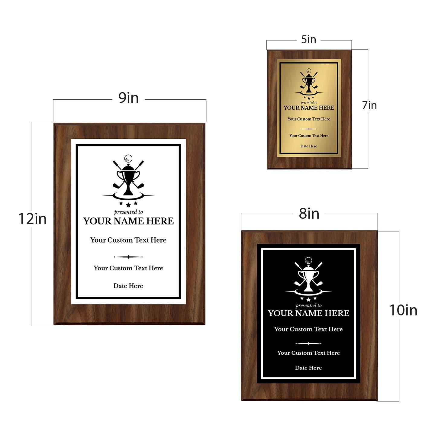 Golf Customizable Wooden Award Plaque | Easel Mount Option | Achievement and Recognition Personalizable Plaques