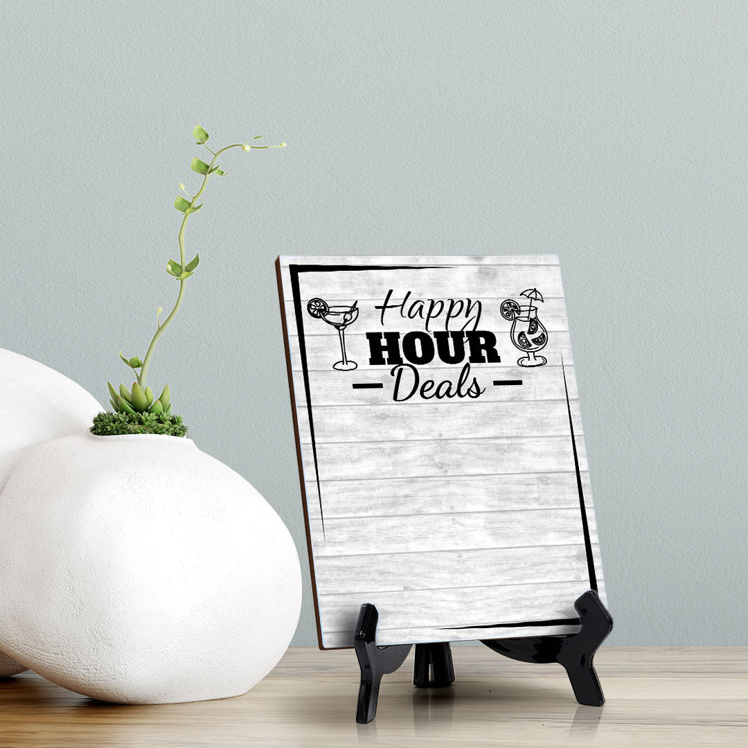 Happy Hour Deals 6x8 Dry Wipe Table Sign (6x8) Easy Installation | Restaurant & Bar | Perfect To Clearly Direct Customers & Advertise Specials | No Pen Included