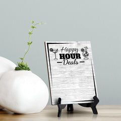 Happy Hour Deals 6x8 Dry Wipe Table Sign (6x8) Easy Installation | Restaurant & Bar | Perfect To Clearly Direct Customers & Advertise Specials | No Pen Included