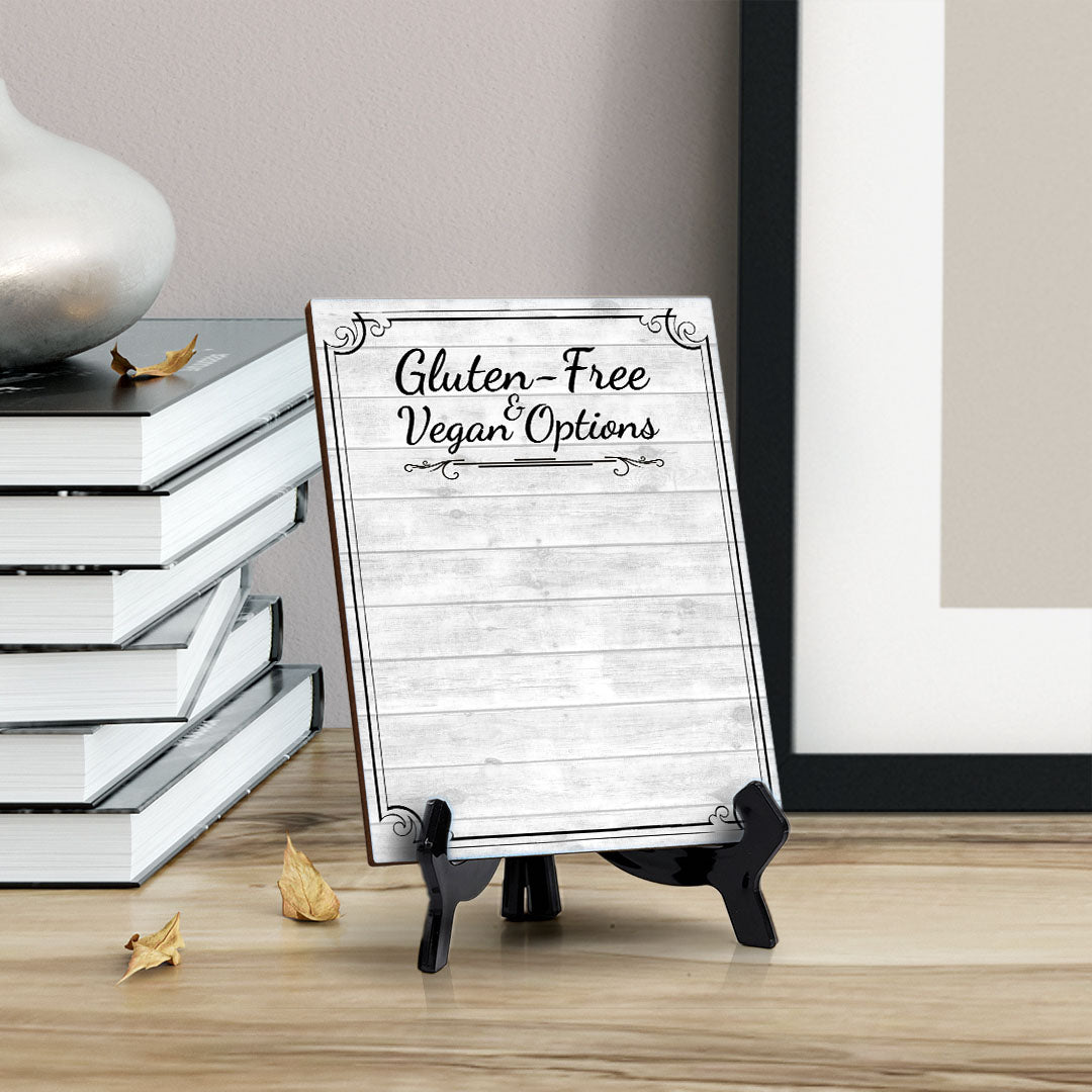 Gluten-Free & Vegan Options 6x8 Dry Wipe Table Sign Easy Installation | Restaurant & Bar | Perfect To Clearly Direct Customers & Advertise Specials | No Pen Included