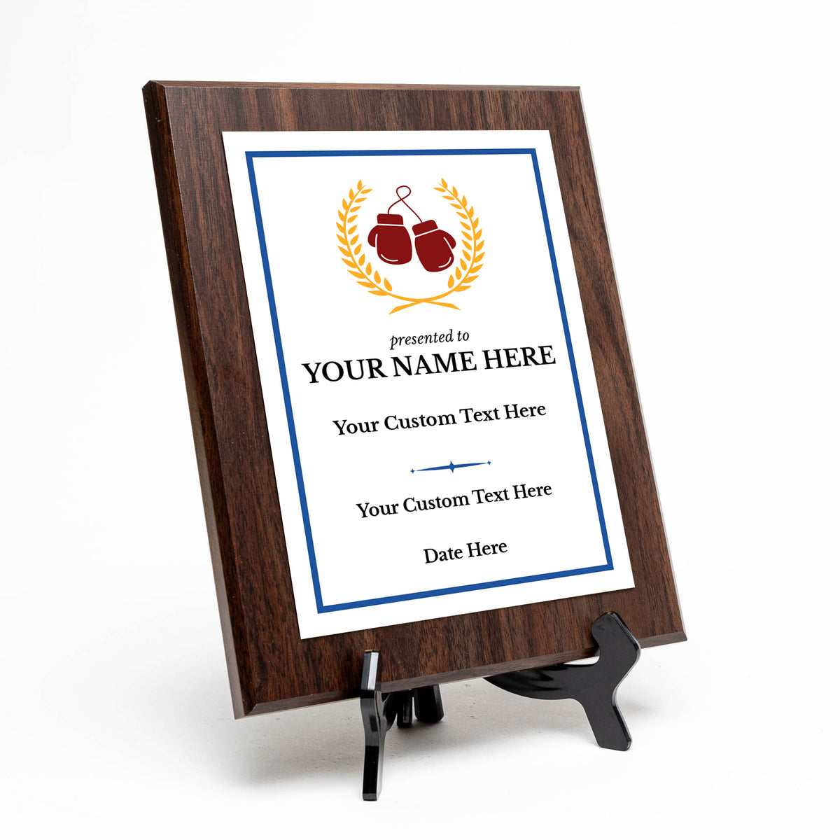 Boxing Customizable Wooden Award Plaque | Easel Mount Option | Achievement and Recognition Personalizable Plaques