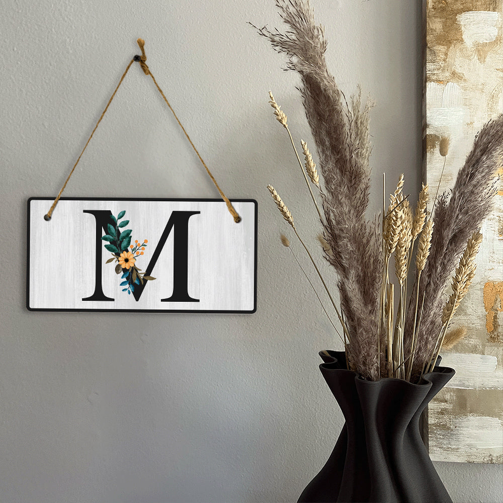 M Flower Decor 5x10 Hanging Wall or Door Sign | Alphabet Letter Room Decoration