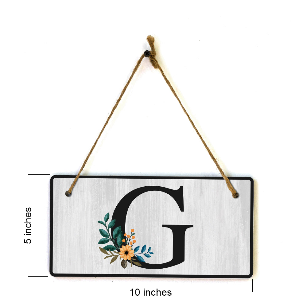 G Flower Decor 5x10 Hanging Wall or Door Sign | Alphabet Letter Room Decoration