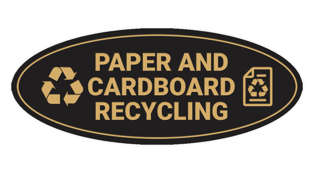 Signs ByLITA Oval Paper and cardboard recycling Sign - Laser-Engraved Lettering | Durable ABS Plastic | Vibrant Colors | Powerful Foam Tape