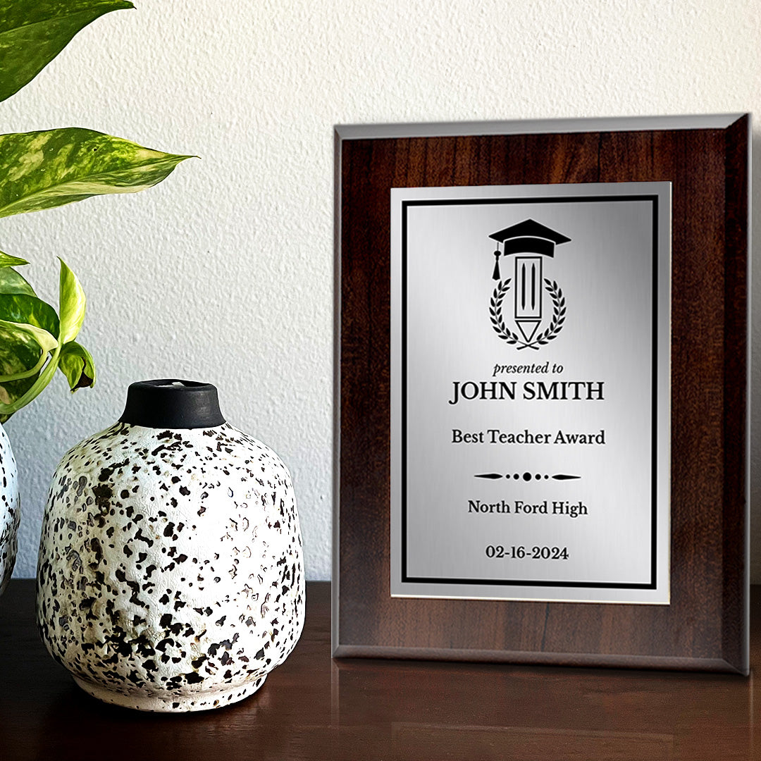 Teacher Recognition Customizable Award Plaque |Easel Mount Option | Achievement and Service Personalizable Plaques