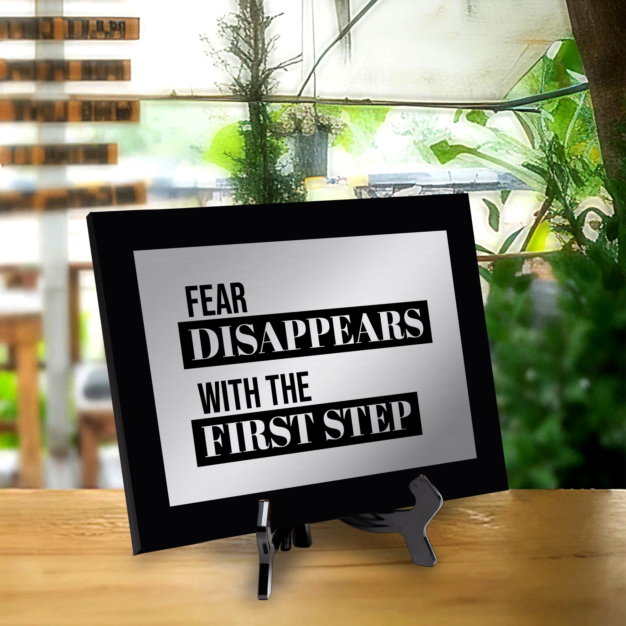 Fear Disappears With The First Step Decorative Wall Plaque | Easel Mount Option | Inspirational Affirmation Wall Art