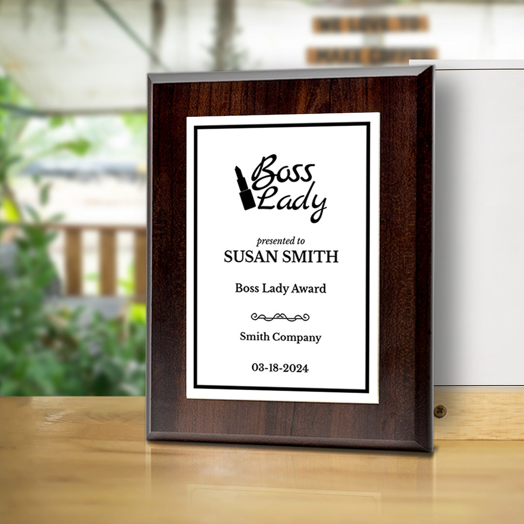 Boss Lady Customizable Award Plaque | Easel Mount Option | Achievement and Recognition Personalizable Plaques