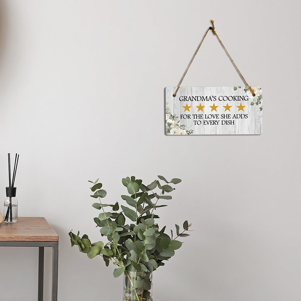 5 Stars Grandma's Cooking: 5 Stars For The Love She Adds To Every Dish 5x10 Hanging Plus Wall or Door Sign | Grandma's Home Décor