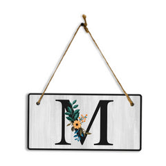 M Flower Decor 5x10 Hanging Wall or Door Sign | Alphabet Letter Room Decoration