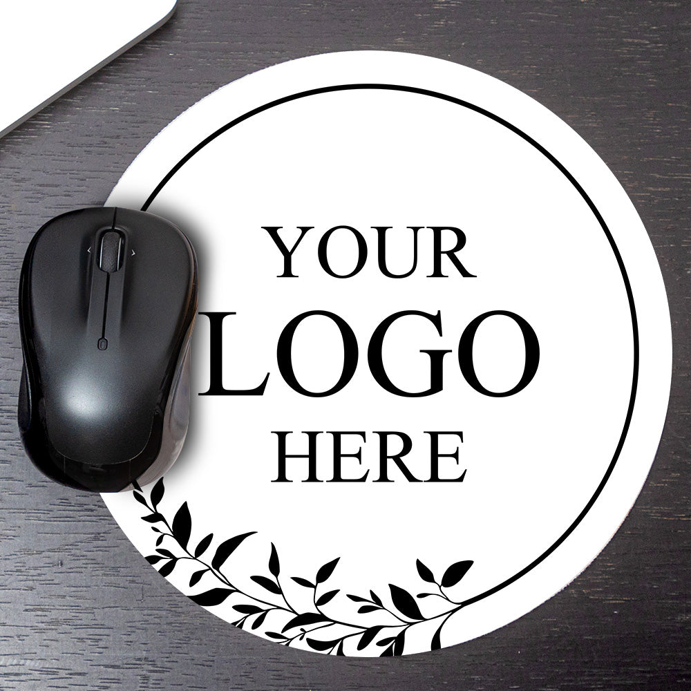 Customizable (8 x 8") Circle Mouse Pad - White Background - Add Your Logo, Message, or Custom Text