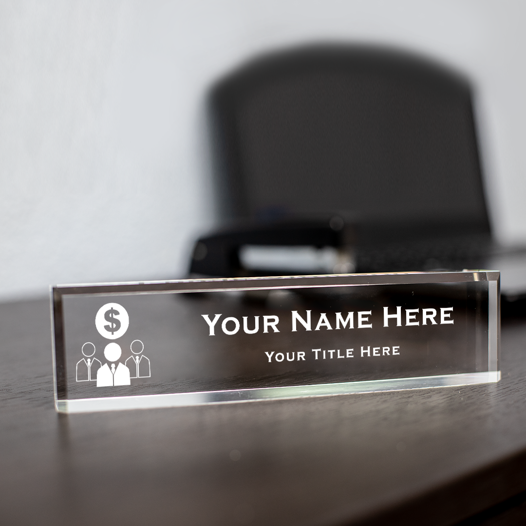 Payroll manager, Personalized Acrylic Desk Sign Gavel Vector (2 x 10")