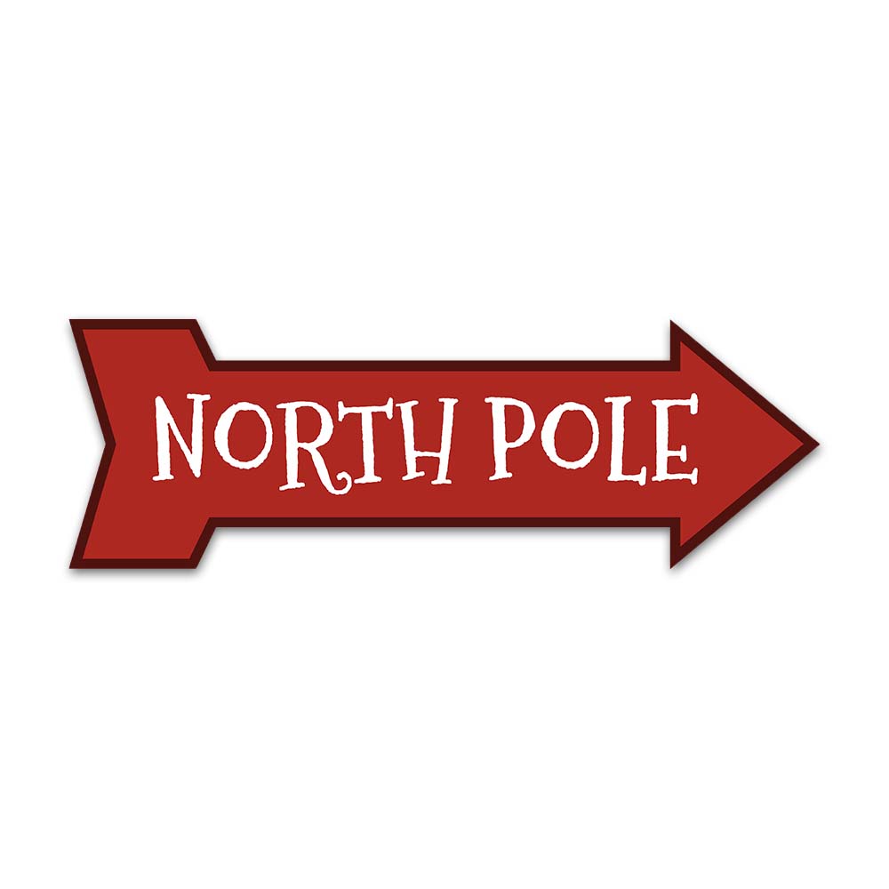 Arrow Shape Plus North Pole 12x4" Wall or Door Sign | Christmas Holiday Decoration