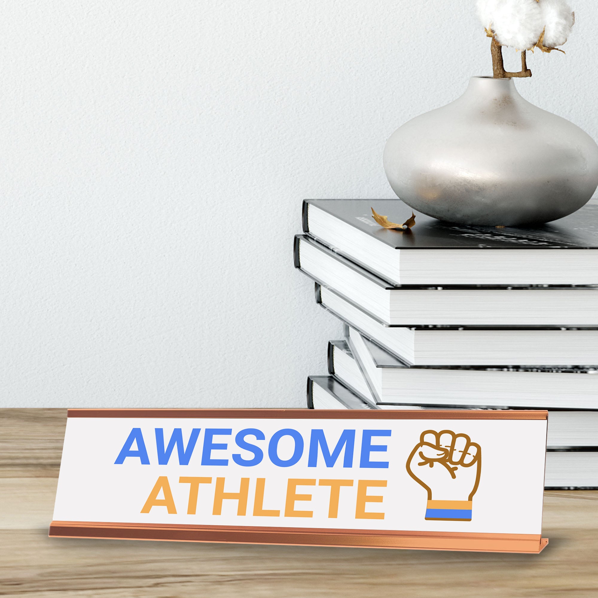 Signs ByLITA Awesome Athlete Award, Gold Frame, Desk Sign (2x8")