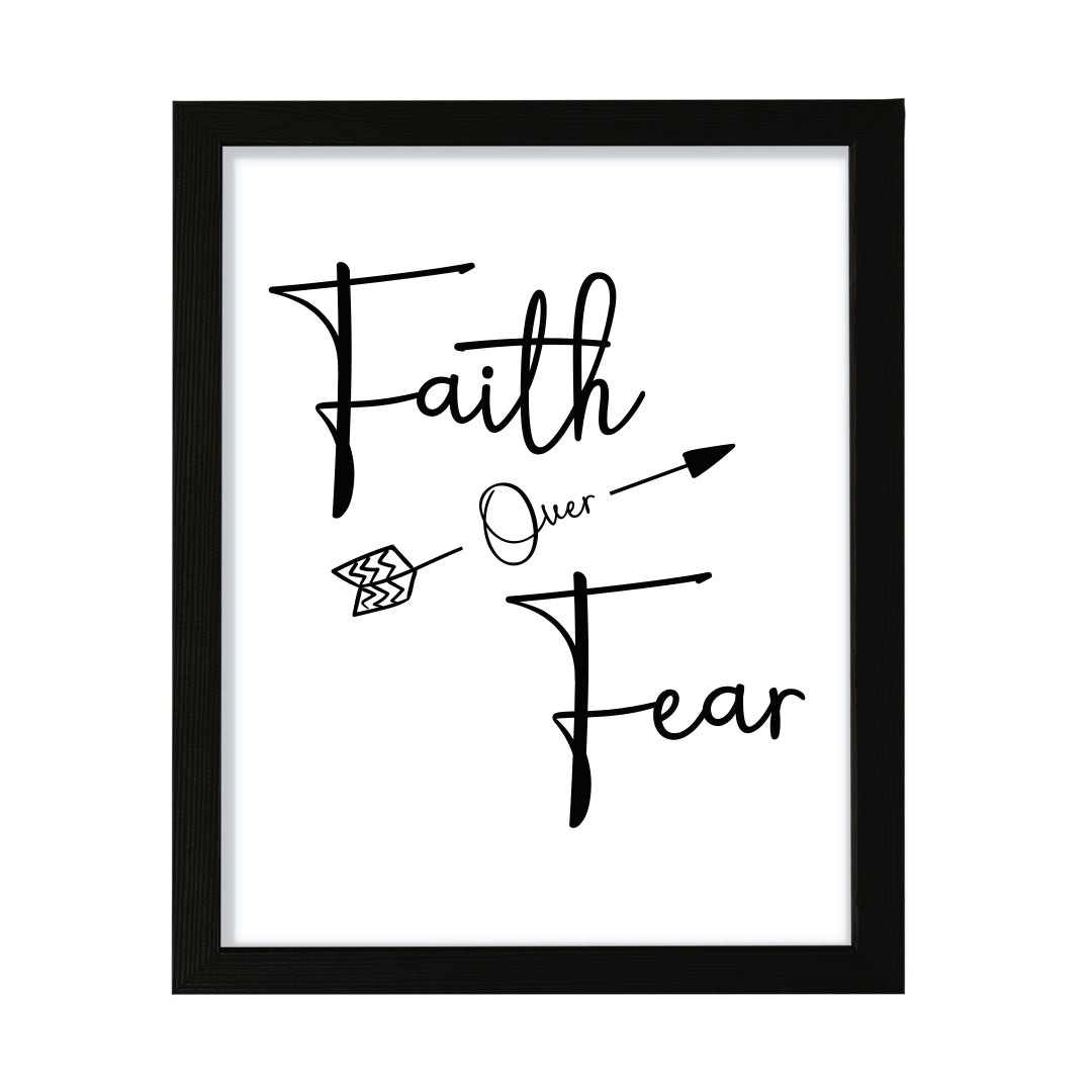 Faith Over Fear, Framed Inspirational Wall Art, Home Décor Prints