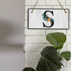 S Flower Decor 5x10 Hanging Wall or Door Sign | Alphabet Letter Room Decoration