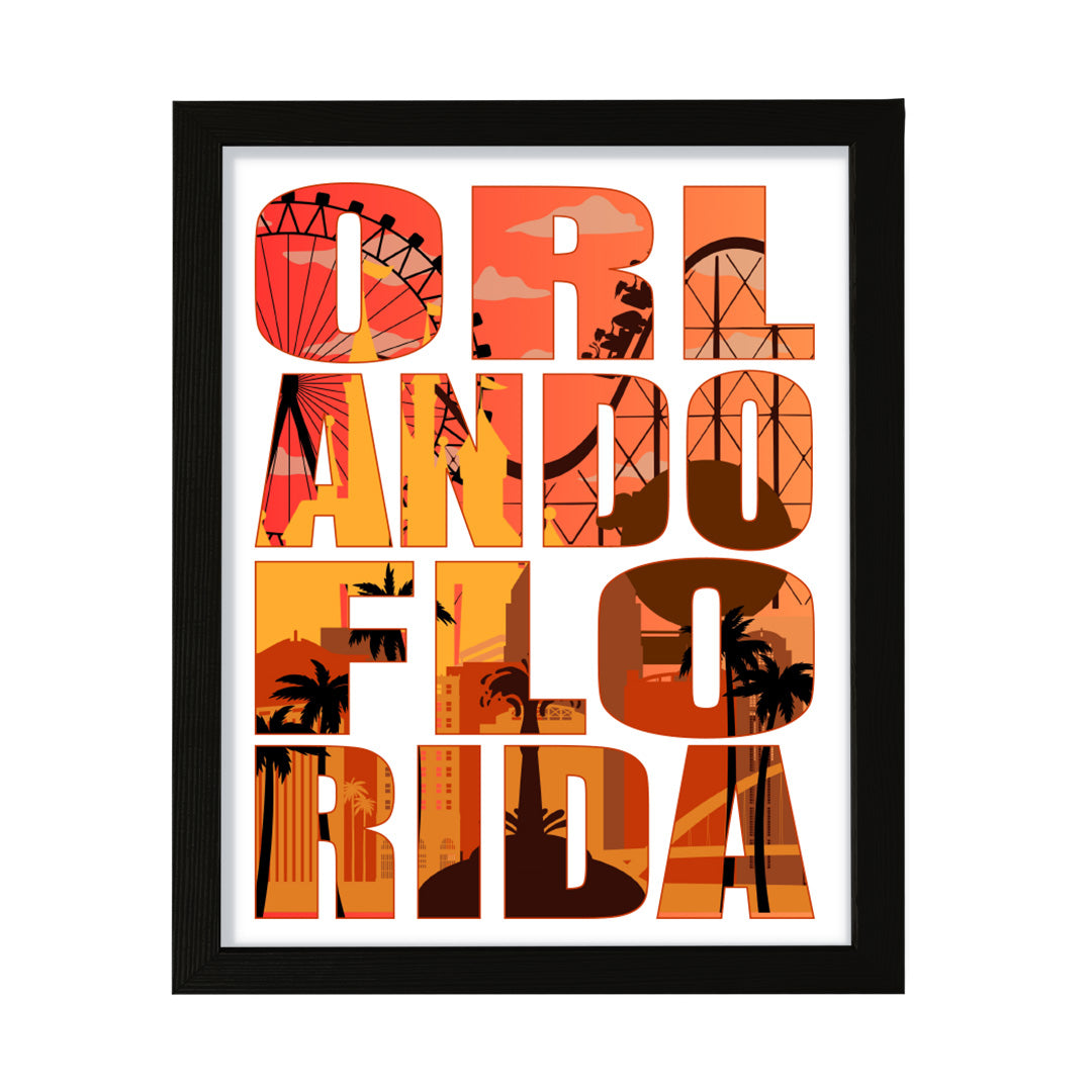 Designs ByLITA Orlando, Florida Inspirational, Wall Print Art | American Cities Stylish Home Decoration (Unframed or Framed)