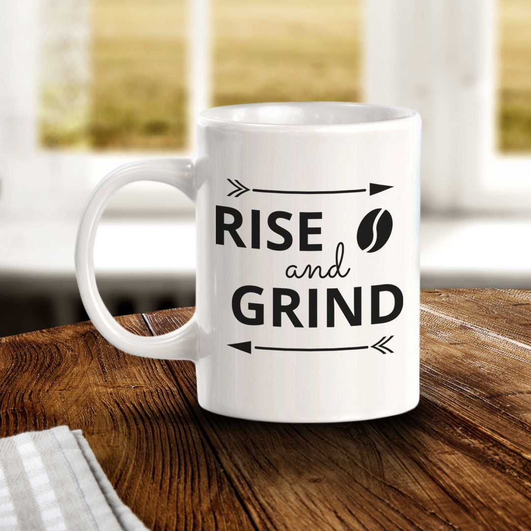 Designs ByLITA Rise and Grind Office Workspace Home Family 11oz Plastic/Ceramic Coffee Mug