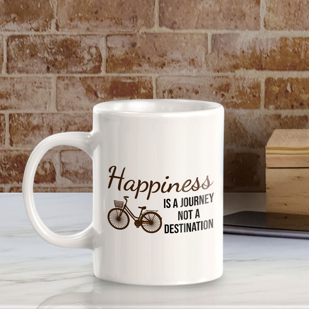 Happiness Is A Journey Not A Destination 11oz Plastic or Ceramic Coffee Mug | Funny Sporty Cup