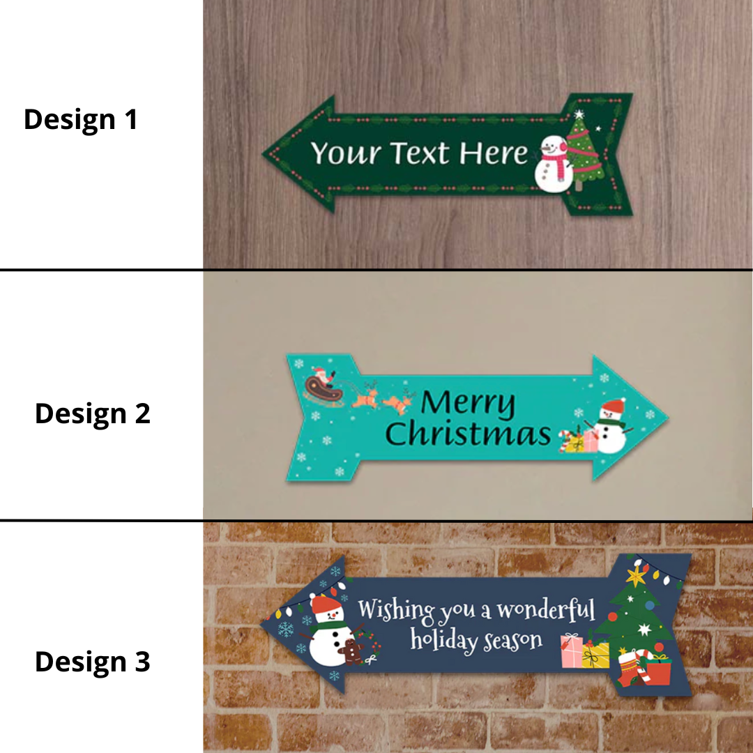 Arrow Plus Customizable Christmas Door or Wall Sign | Holiday Indoor Decoration