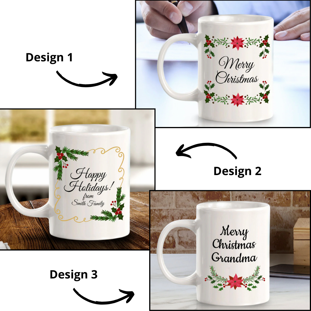 Customizable Christmas Mug 11oz Ceramic Coffee Mug | Holiday Indoor Decoration