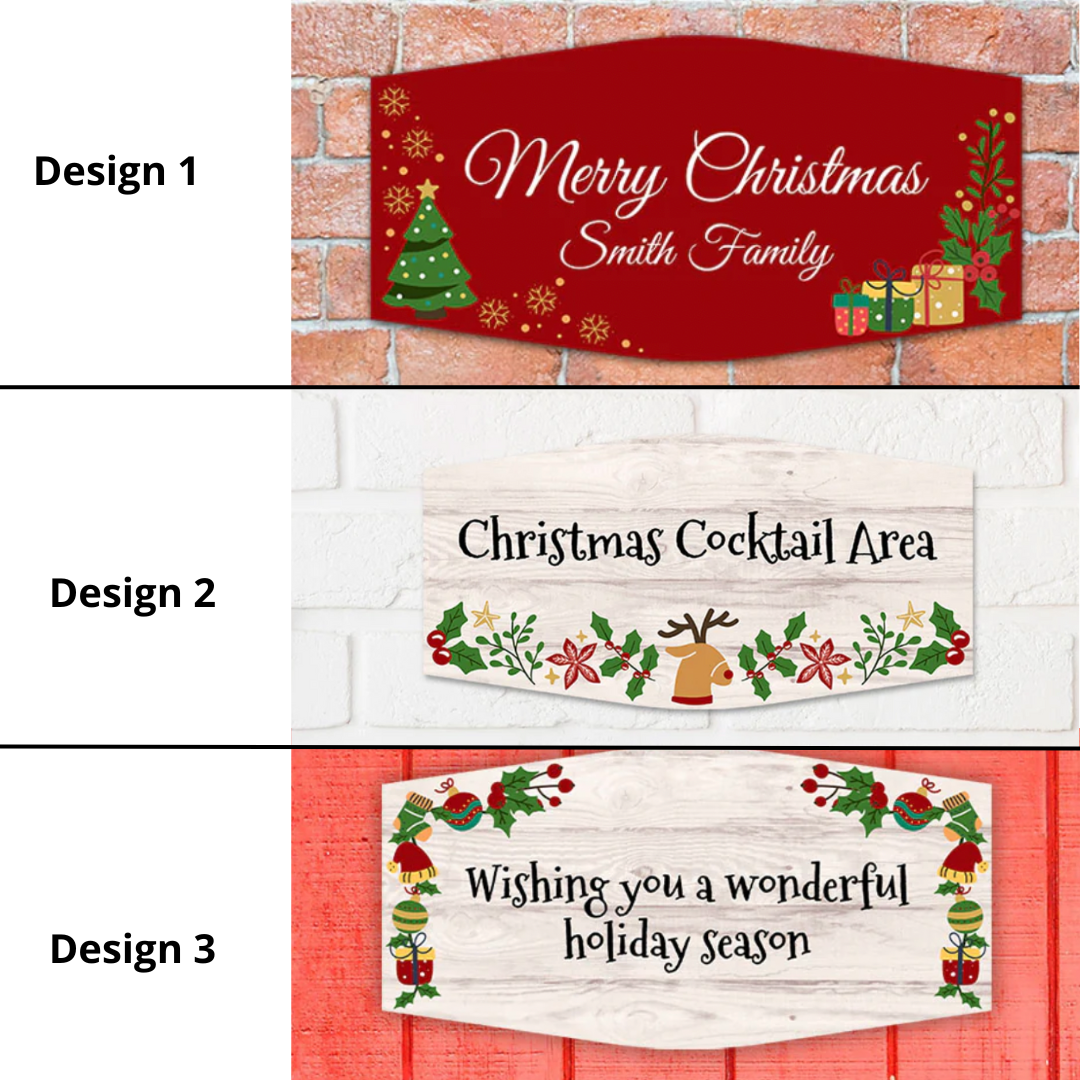 Fancy Customizable Christmas Door or Wall Sign | Holiday Indoor Decoration