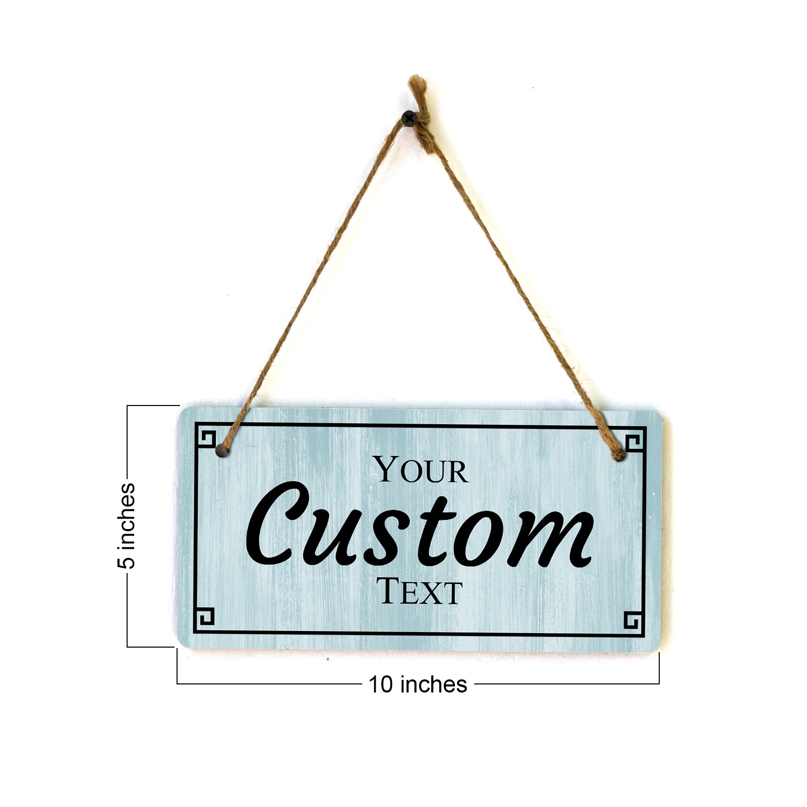 Signs ByLITA Customizable 5 x 10” Square Border Hanging Wall or Door Sign | Rustic Twine | Stylish Personalized Greeting Sign | Home or Business Personalized Signage