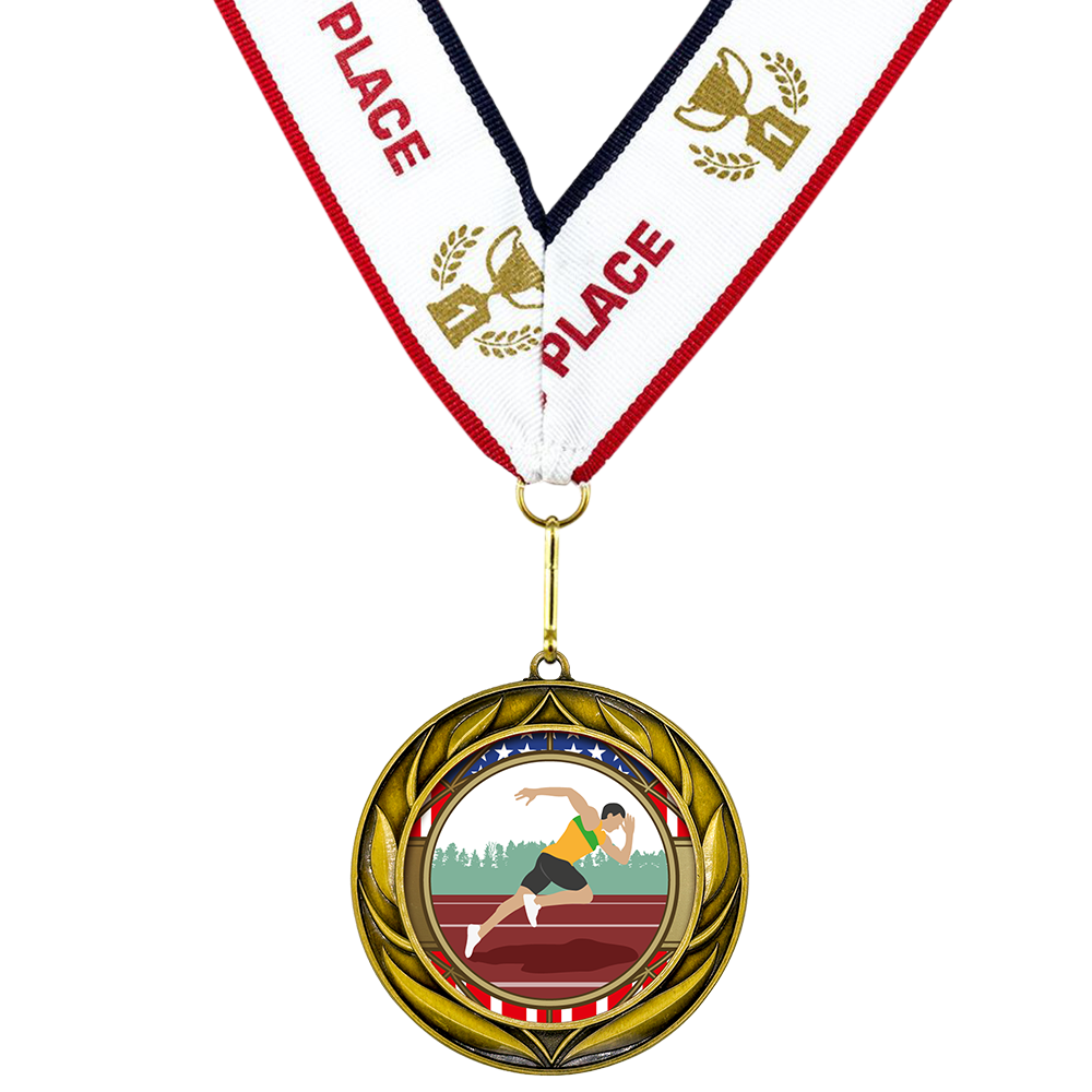 All Quality Wreath Design Track and Field Medal (Male) | Competition | High Quality Metal Medal - 1st, 2nd, 3rd Place