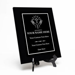 Church and Religion Theme Customizable Black Frame Award Plaque | Easel Mount Option | Recognition of Achievement and Service Personalizable Plaques