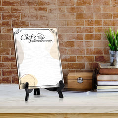 Chef's Recommendations 6x8 Dry Wipe Table Sign Easy Installation | Restaurant & Bar | Perfect To Clearly Direct Customers & Advertise Specials | No Pen Included