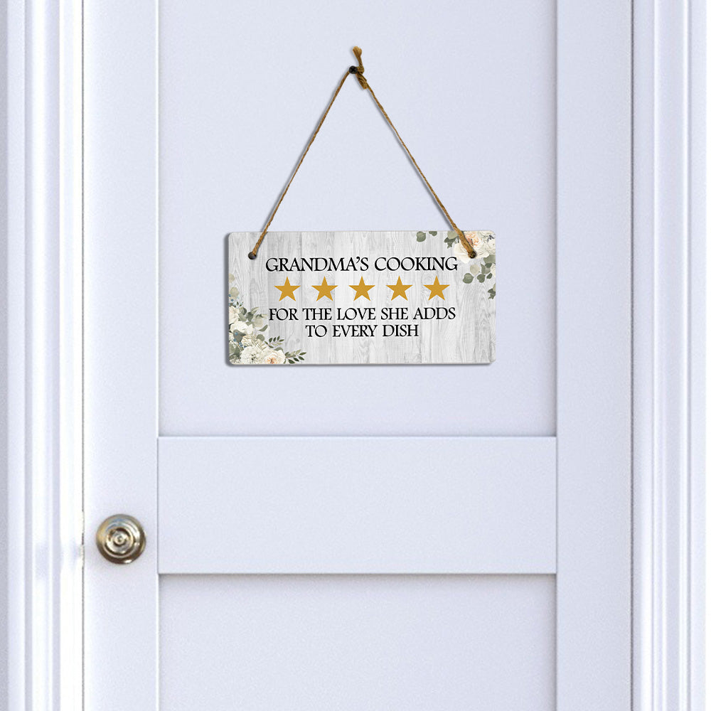 5 Stars Grandma's Cooking: 5 Stars For The Love She Adds To Every Dish 5x10 Hanging Plus Wall or Door Sign | Grandma's Home Décor