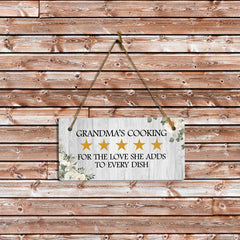 5 Stars Grandma's Cooking: 5 Stars For The Love She Adds To Every Dish 5x10 Hanging Plus Wall or Door Sign | Grandma's Home Décor