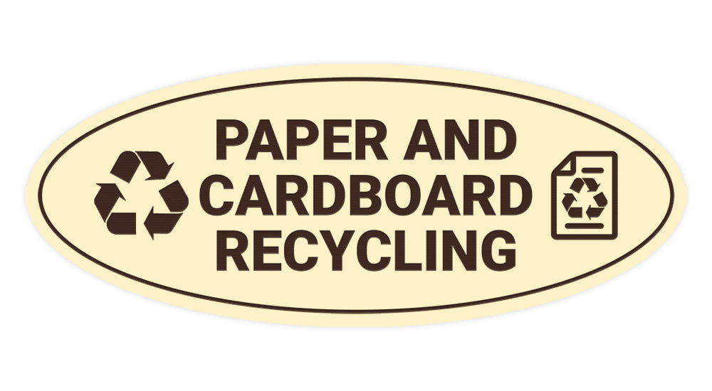 Signs ByLITA Oval Paper and cardboard recycling Sign - Laser-Engraved Lettering | Durable ABS Plastic | Vibrant Colors | Powerful Foam Tape