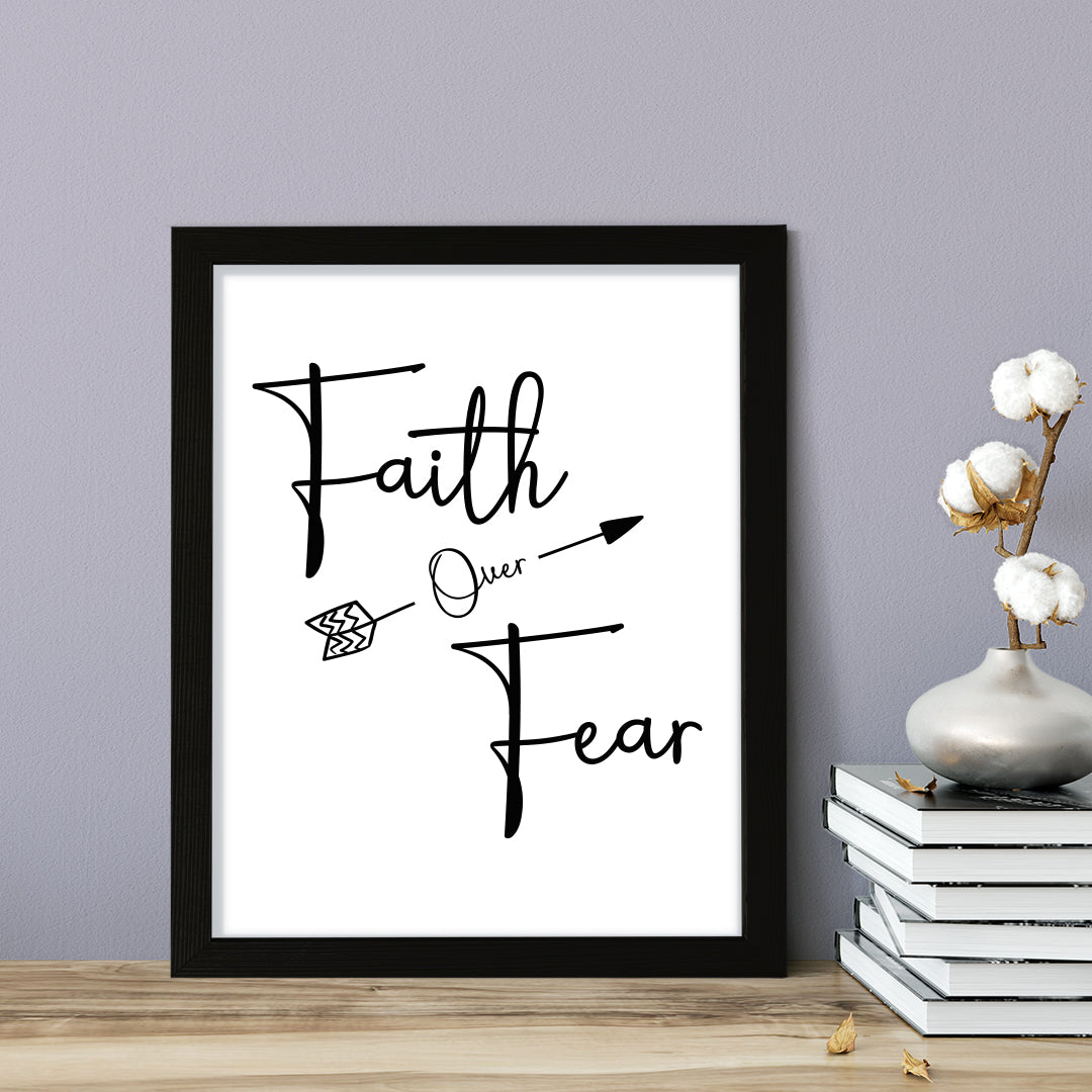 Faith Over Fear, Framed Inspirational Wall Art, Home Décor Prints