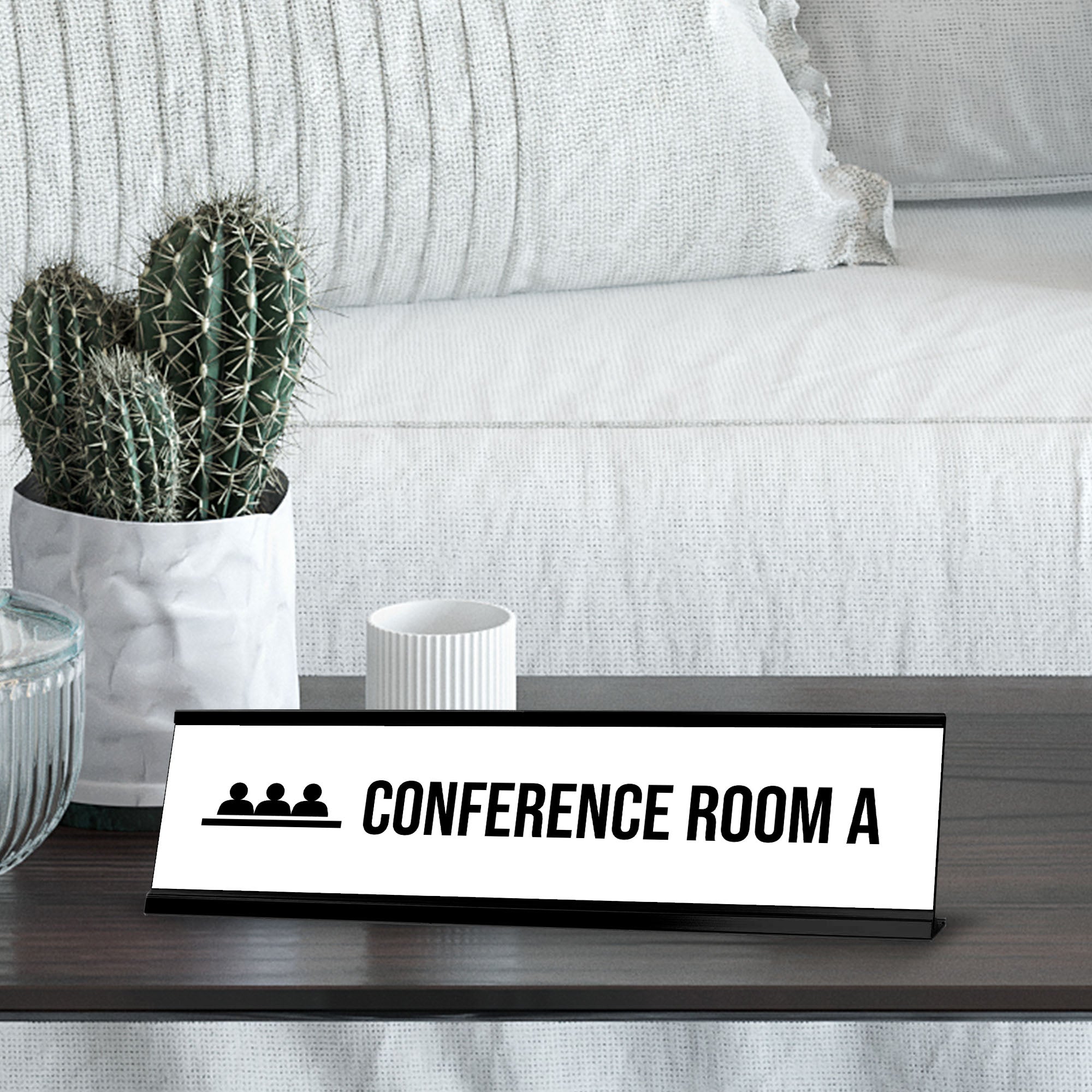 Conference room A, Black Frame Desk Sign (2 x 8")