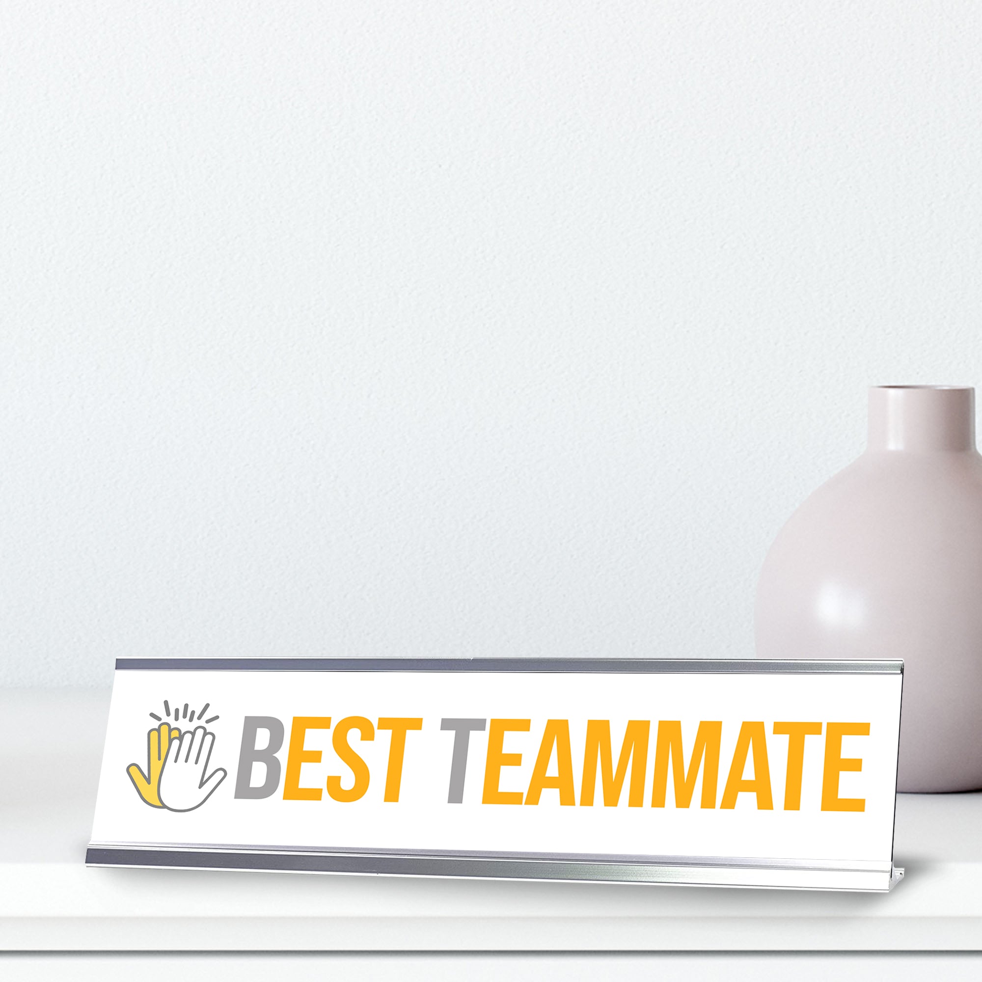 Signs ByLITA Best Teammate Award, Silver Frame, Desk Sign (2x8")