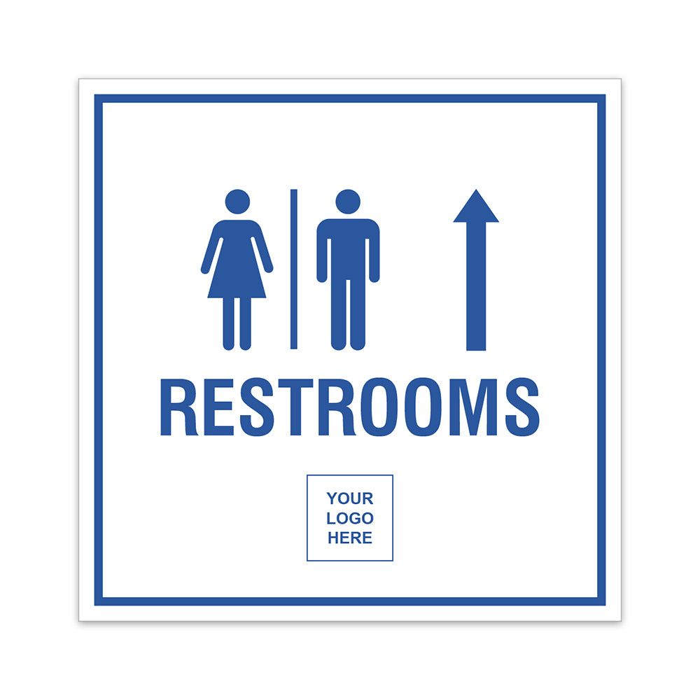 Square Plus | Restrooms Up Arrow Wall or Door Sign | Customizable with Your Company Logo | Durable & Easy to Install